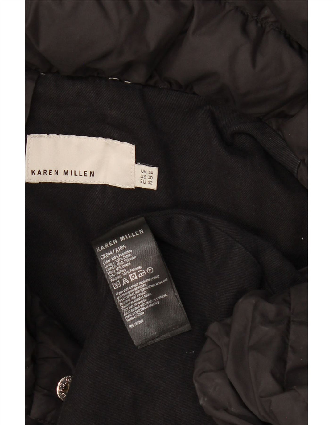 Casaco acolchoado feminino Karen Millen UK 14 grande poliamida preta