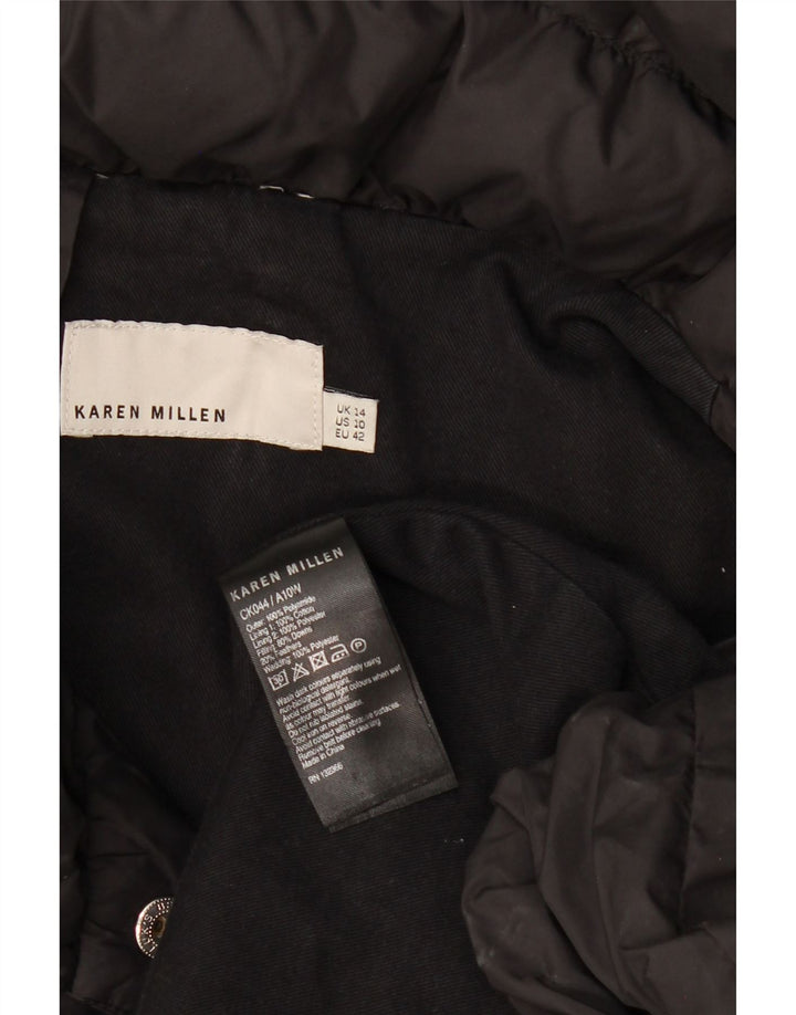 Casaco acolchoado feminino Karen Millen UK 14 grande poliamida preta