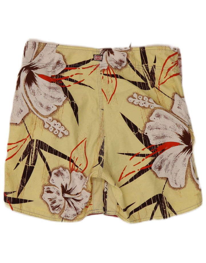 Shorts de natação masculinos Billabong poliéster floral amarelo médio