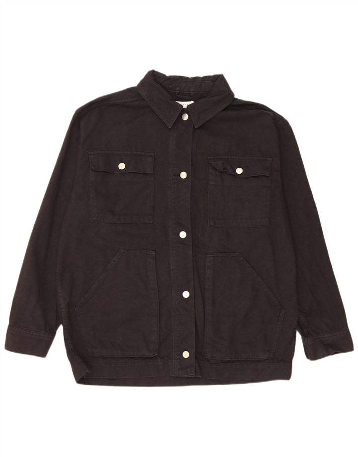 Jaqueta jeans feminina superdimensionada Topshop Reino Unido 16 grande algodão preto