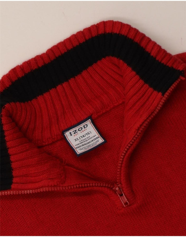IZOD Boys Zip Neck Jumper Sweater 14-15 Years XL Red Cotton Vintage Izod and Second-Hand Izod from Messina Hembry 
