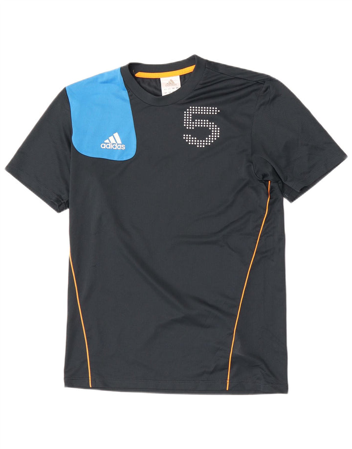 Adidas Mens Graphic T-Shirt Top Pequeno Azul Marinho Colorblock Poliéster