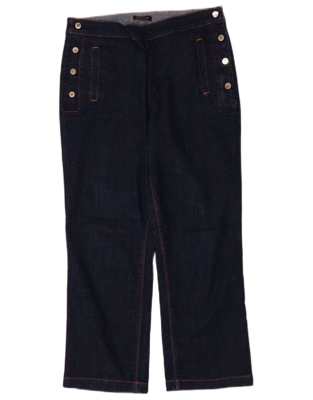 Jeans recortados femininos Massimo Dutti EU 40 médio W30 L25 algodão azul marinho