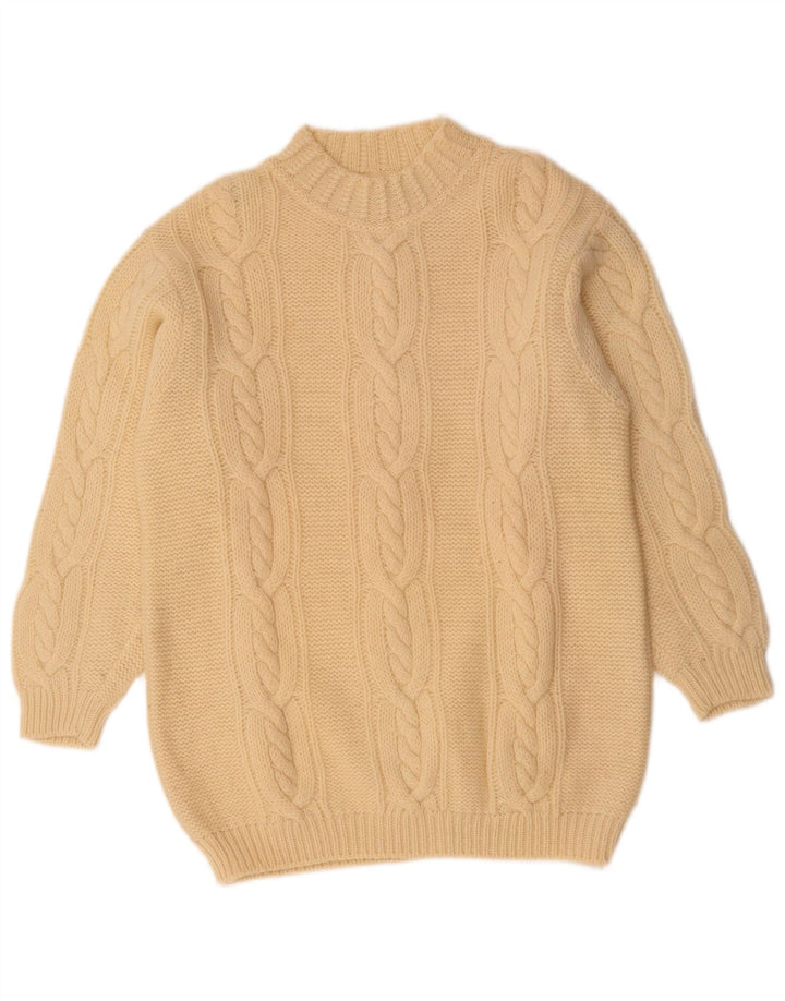 Suéter feminino Benetton com gola tartaruga Reino Unido 14 grande lã branca