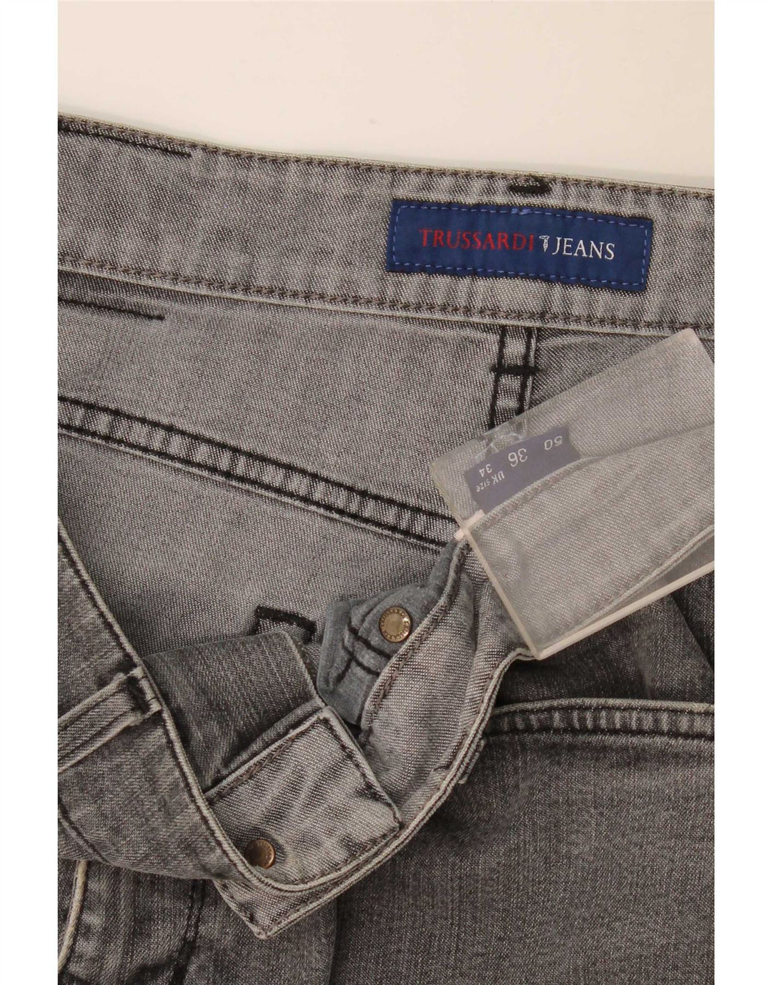 Jeans retos femininos Trussardi W34 L34 cinza