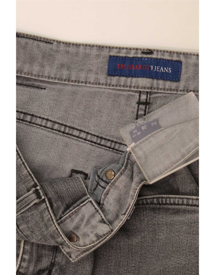 Jeans retos femininos Trussardi W34 L34 cinza