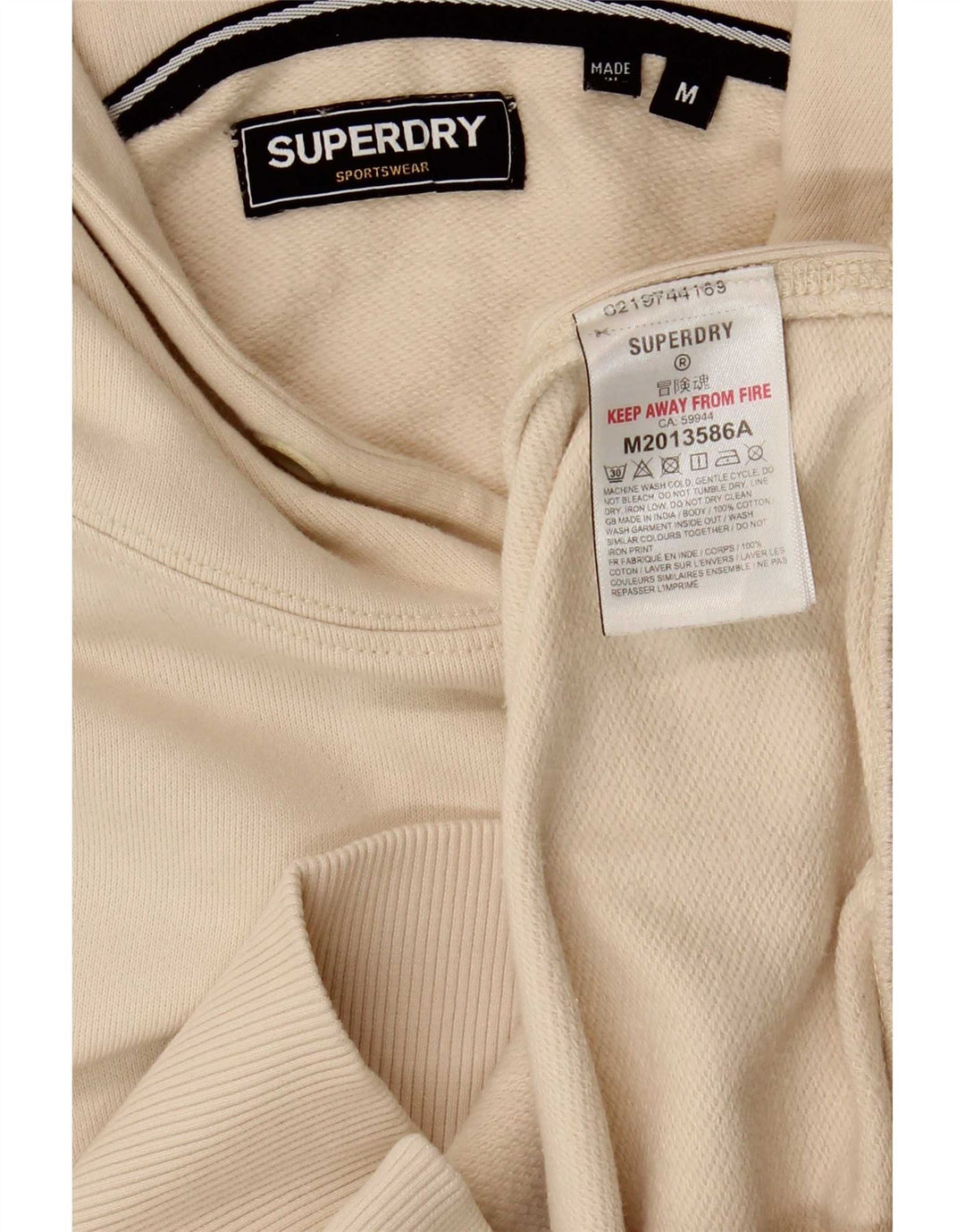 Suéter com capuz masculino Superdry algodão bege médio