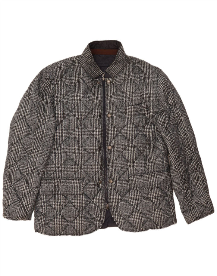 Jaqueta acolchoada reversível masculina Henry Cottons UK 42 XL azul marinho