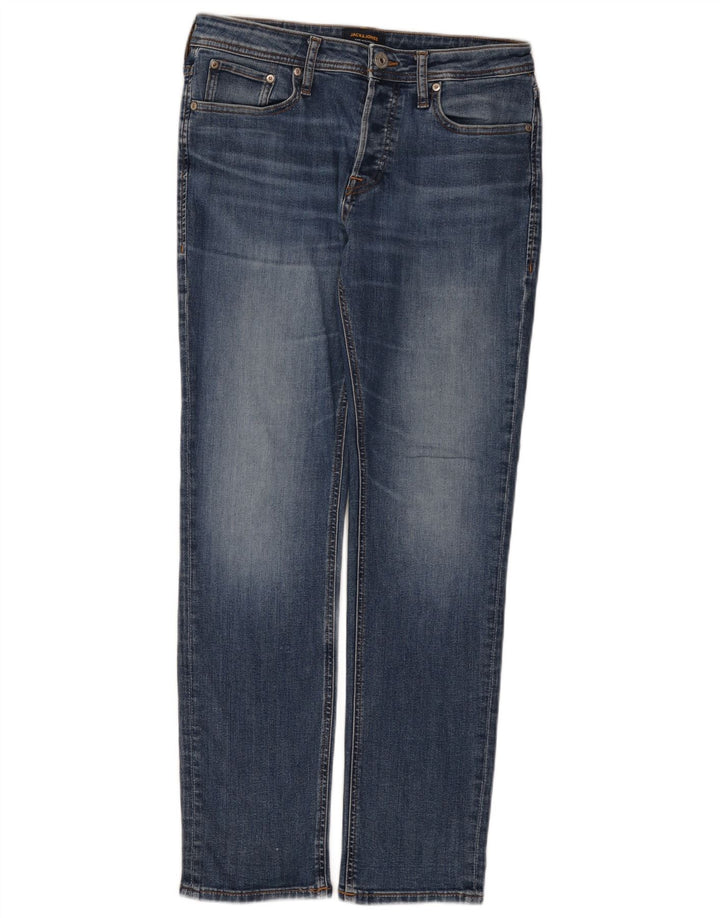 Jeans retos masculinos Jack & Jones W30 L32 algodão azul