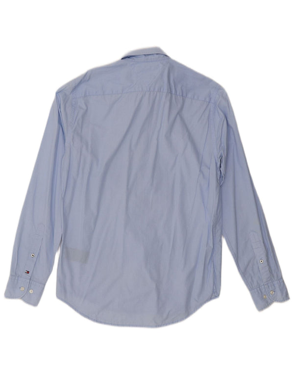 Camisa masculina Tommy Hilfiger New York Fit pequena azul algodão