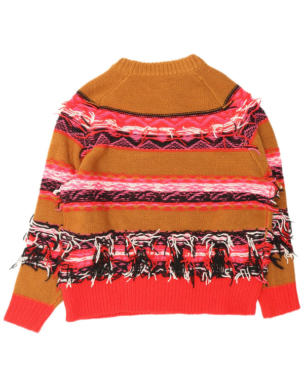 Suéter feminino Essentiel com gola redonda e listrado marrom médio UK 14