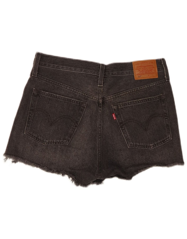 Shorts jeans feminino 501 de cintura alta LEVI'S W27 pequeno algodão cinza