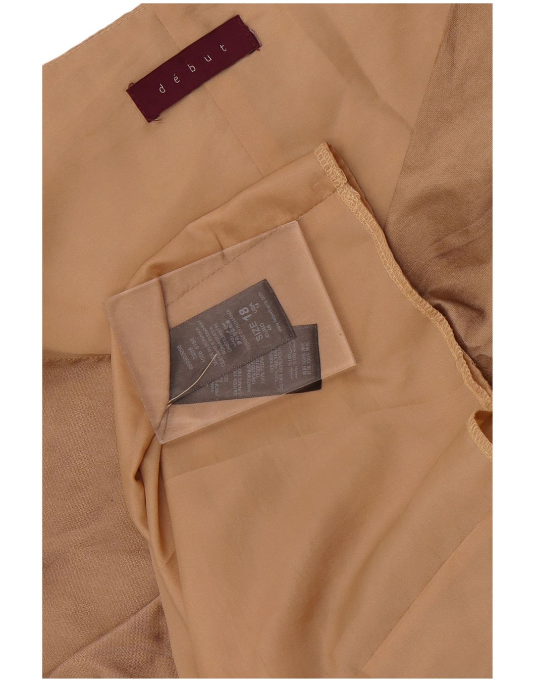 Debut vestido feminino sem mangas com babado na frente e bainha UK 18 XL marrom poliéster