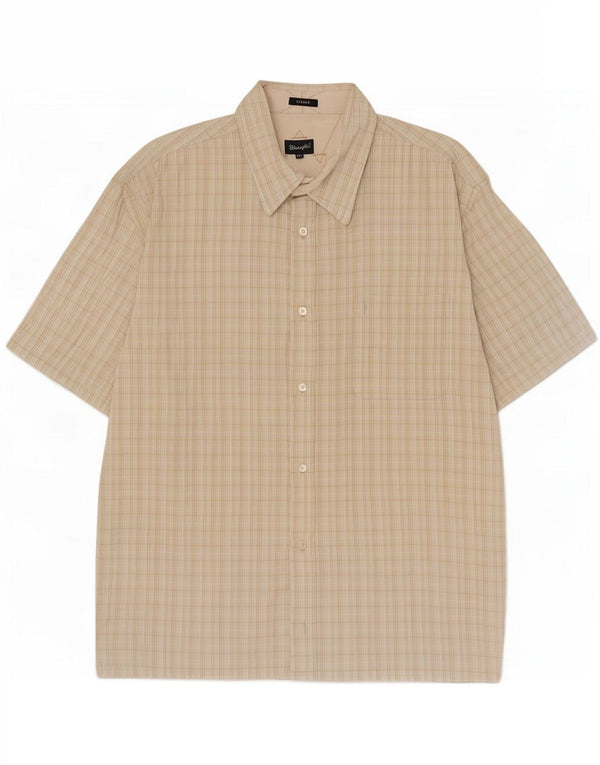 Wrangler Camisa masculina clássica de manga curta 2XL xadrez bege