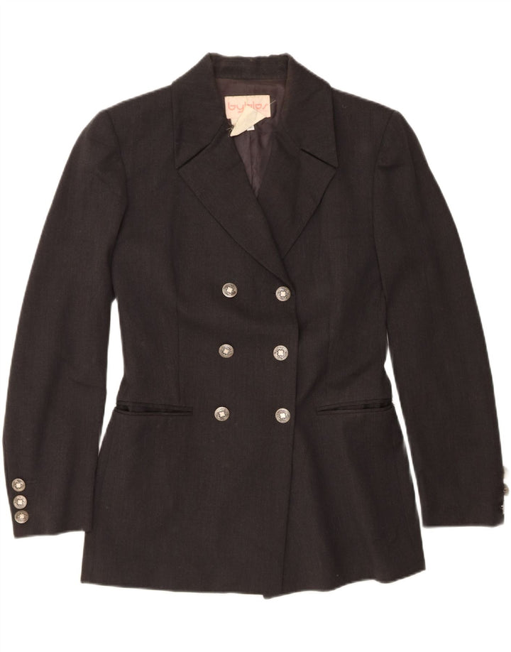 Jaqueta blazer feminina Byblos com peito duplo IT 42 lã cinza médio