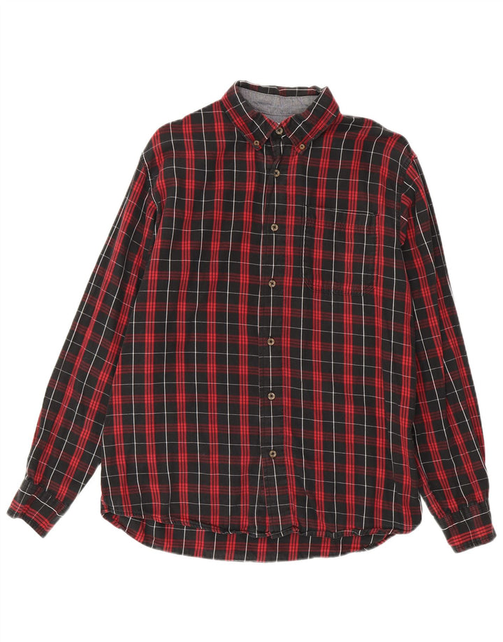Camisa masculina de flanela Wrangler de algodão xadrez vermelho médio