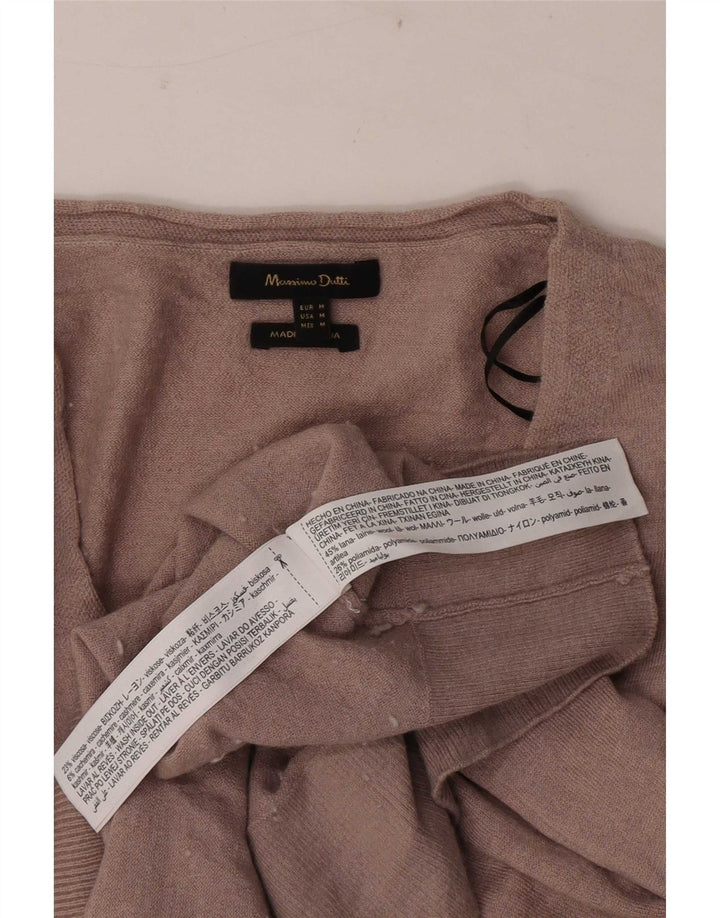 Suéter masculino Massimo Dutti com decote em V de lã marrom médio