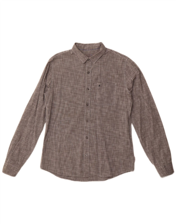 Camisa masculina Calvin Klein Jeans Slim Fit cinza médio algodão manchado