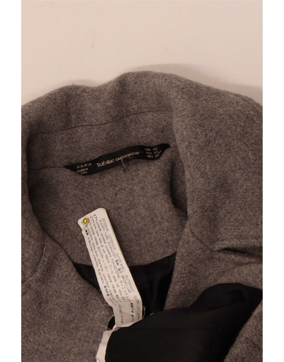 Casaco feminino Zara Trafaluc Pea UK 6 XS cinza poliéster