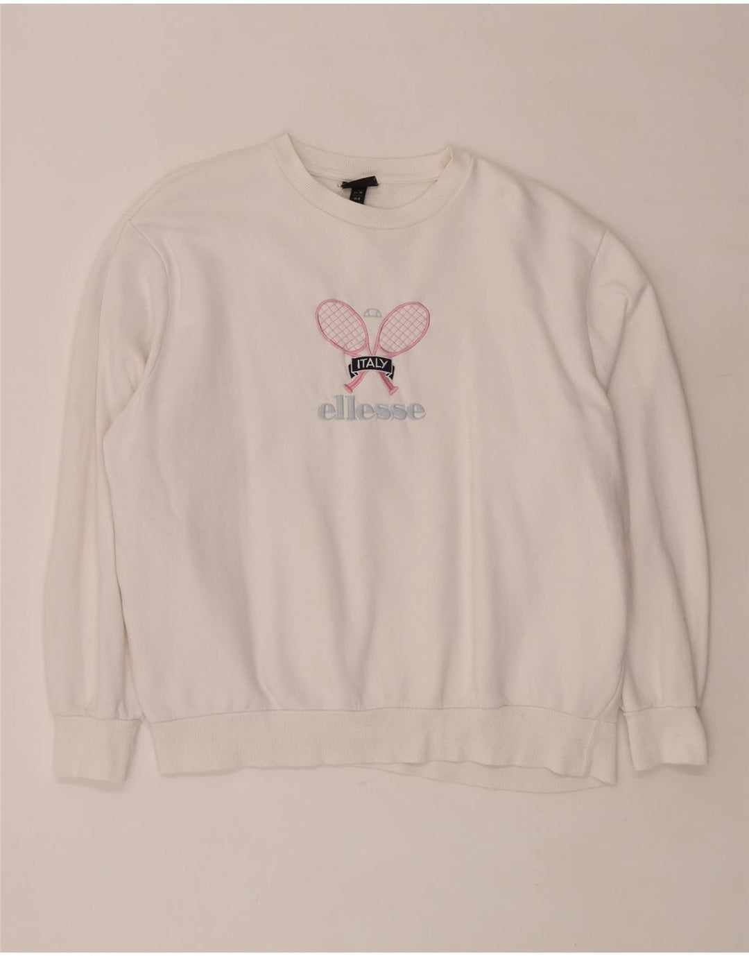 ELLESSE moletom feminino oversized gráfico Reino Unido 8 pequeno algodão branco