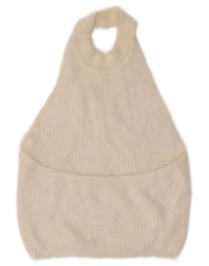 Zara Womens Knit Halter Top Reino Unido 14 Grande Nylon Branco