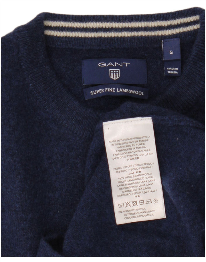 Suéter masculino Gant com gola redonda e lã azul marinho pequeno