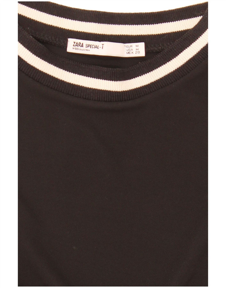 Zara Womens Vest Top UK 14 Médio Preto Colorblock