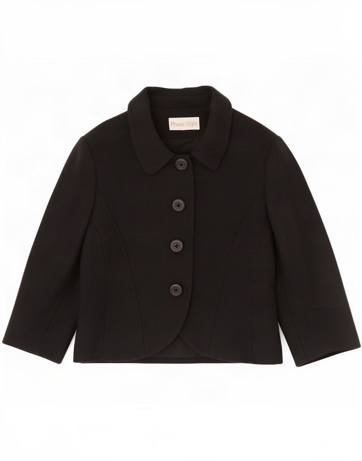 Fase Oito Jaqueta Blazer Feminina Manga 3/4 4 Botões Reino Unido 10 Pequena Preta