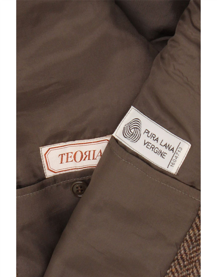 Jaqueta blazer masculina vintage com 2 botões Reino Unido 38 espinha de peixe marrom médio