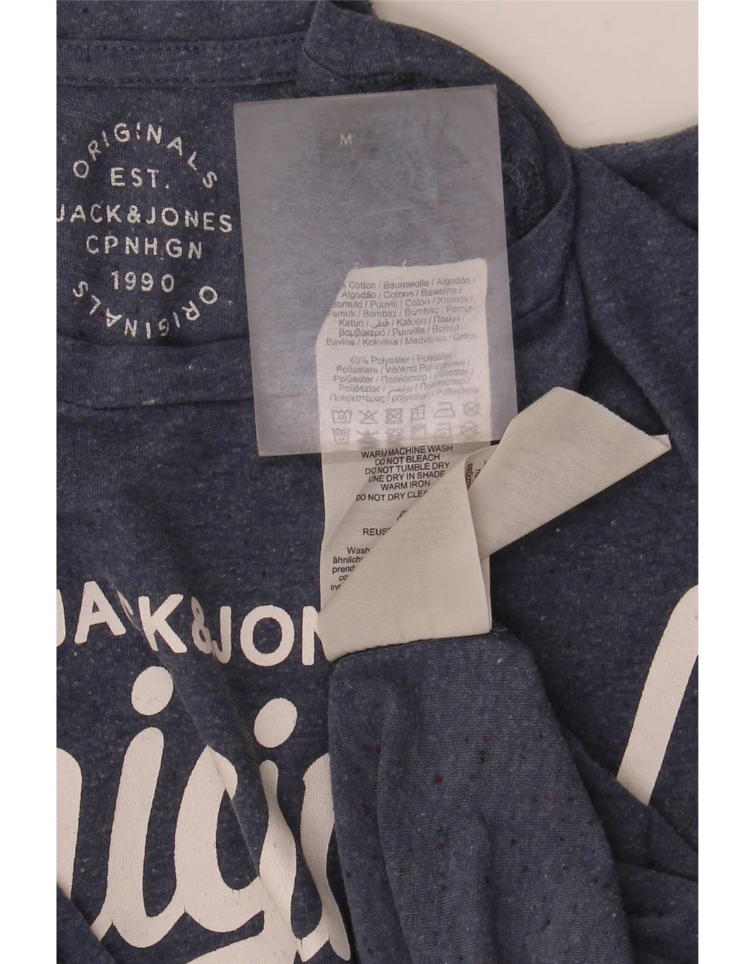 Camiseta gráfica masculina Jack & Jones Top médio algodão azul marinho