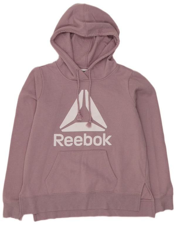 Reebok Womens Graphic Hoodie Jumper UK 10 Pequeno Algodão Roxo