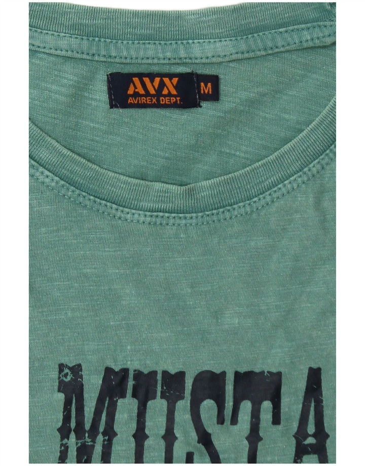 Avirex Camiseta masculina gráfica Top de algodão verde médio