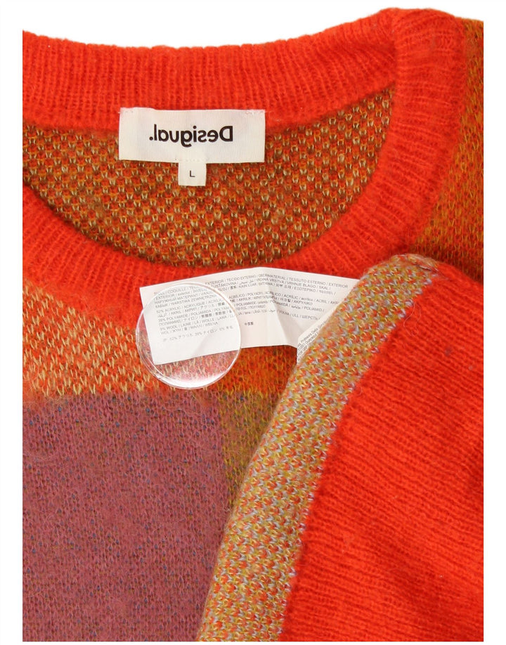 Suéter feminino Desigual com gola redonda Reino Unido 16 grande acrílico multicolorido