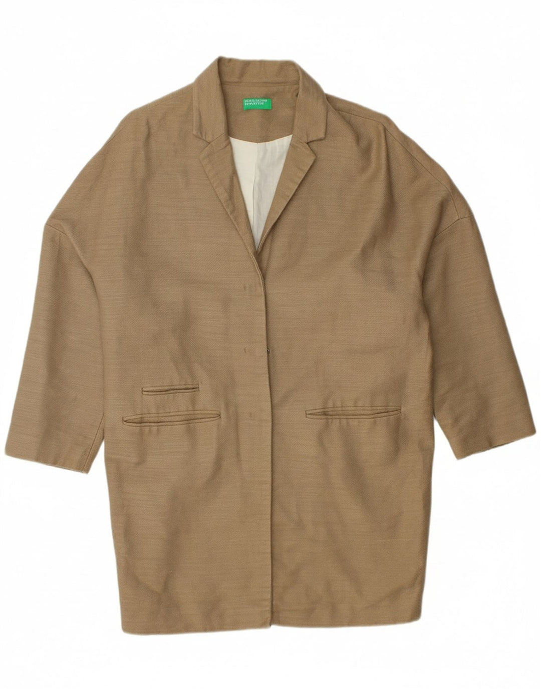Sobretudo feminino oversized BENETTON UK 10 pequeno algodão bege