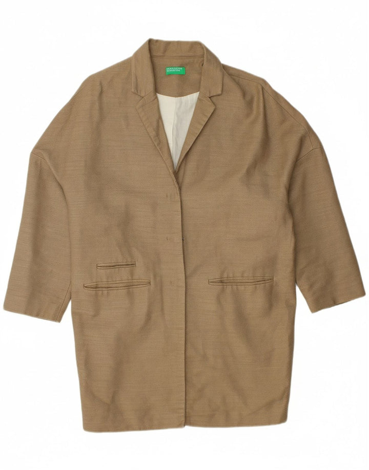 Sobretudo feminino oversized BENETTON UK 10 pequeno algodão bege