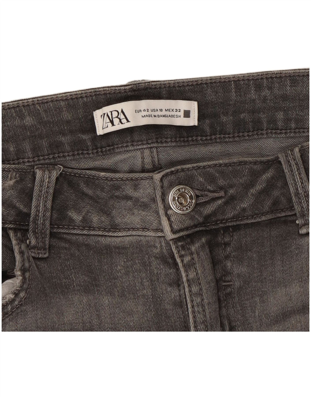 Zara Jeans Slim Feminino EU 42 Grande W32 L28 Cinza