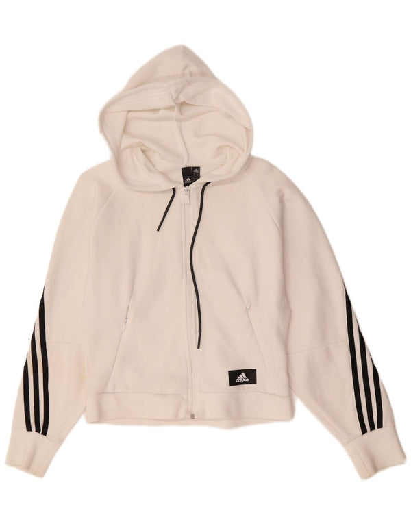 Suéter adidas feminino com capuz e zíper oversized UK 4/6 XS algodão branco