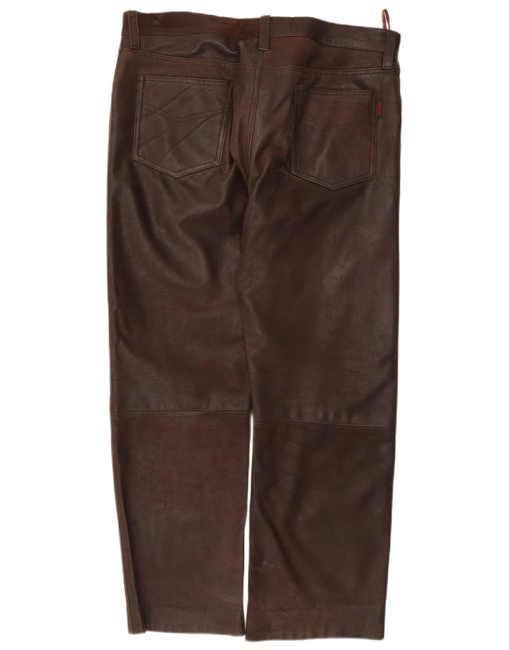 Calça masculina de couro Maddox W36 L28 couro marrom