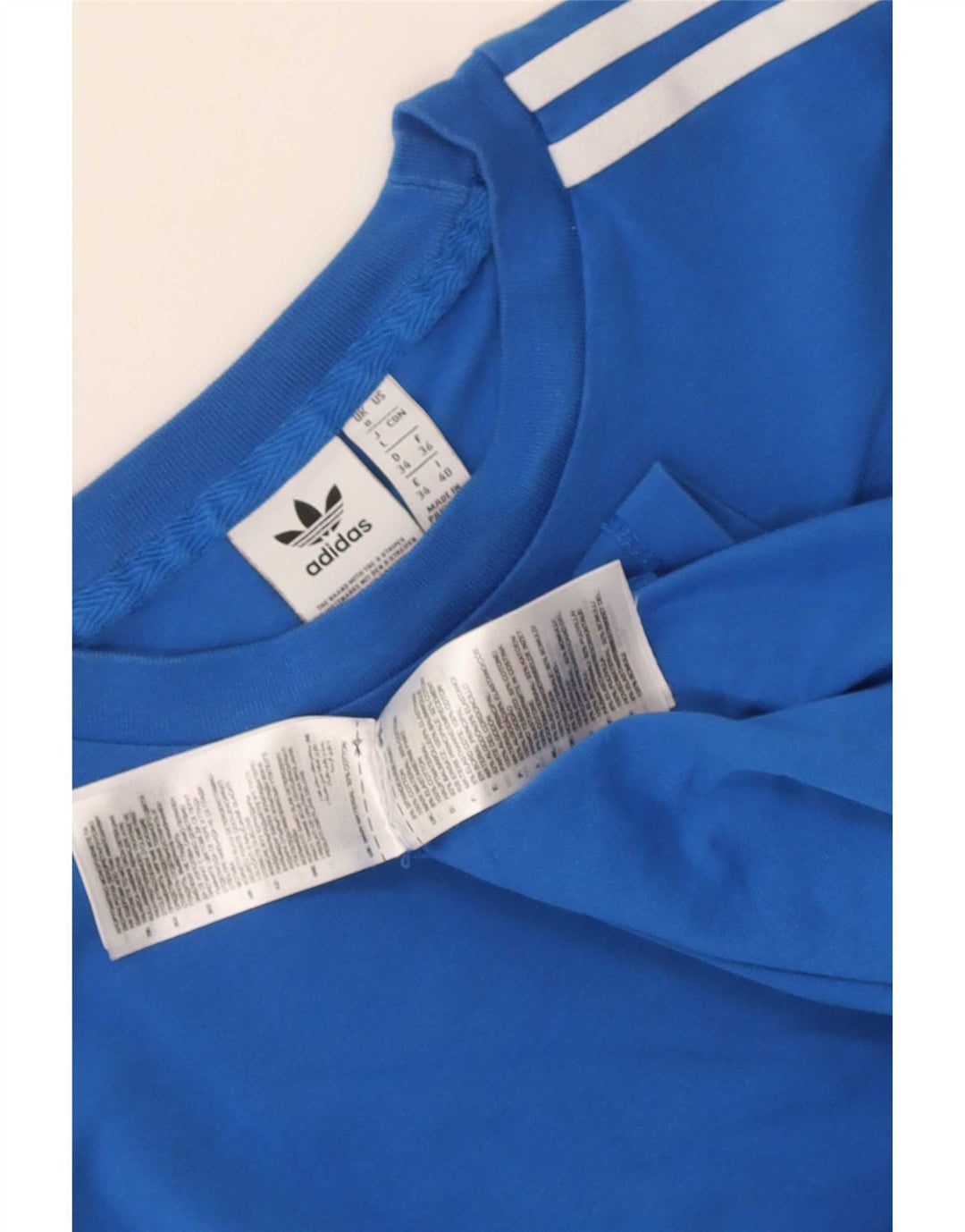 Adidas Mulher Top Manga Longa UK 8 Pequeno Azul Algodão