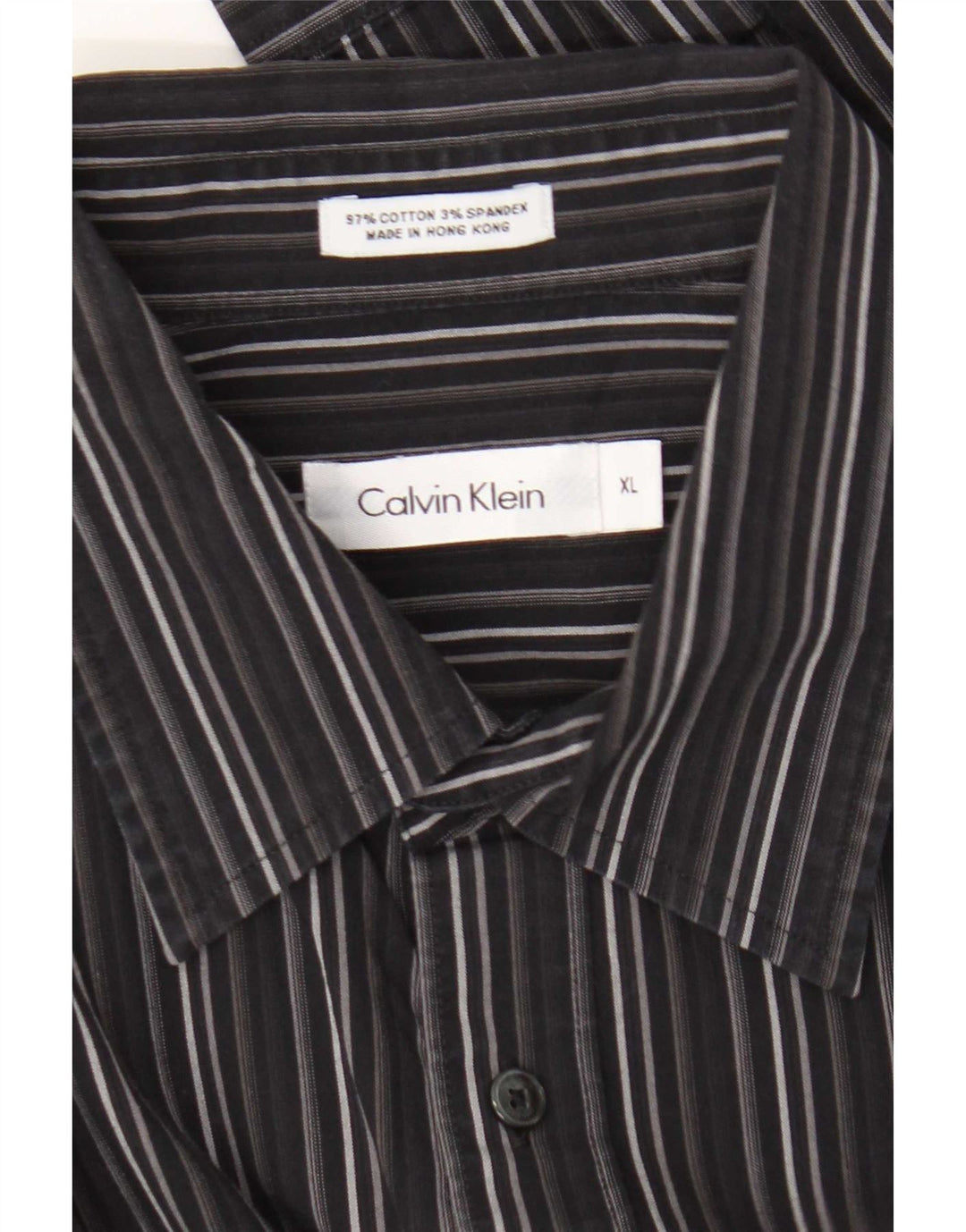 Camisa masculina Calvin Klein XL listrada preta de algodão