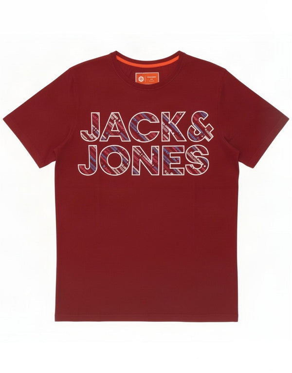 Jack & Jones Mens Graphic T-Shirt Top Grande Borgonha