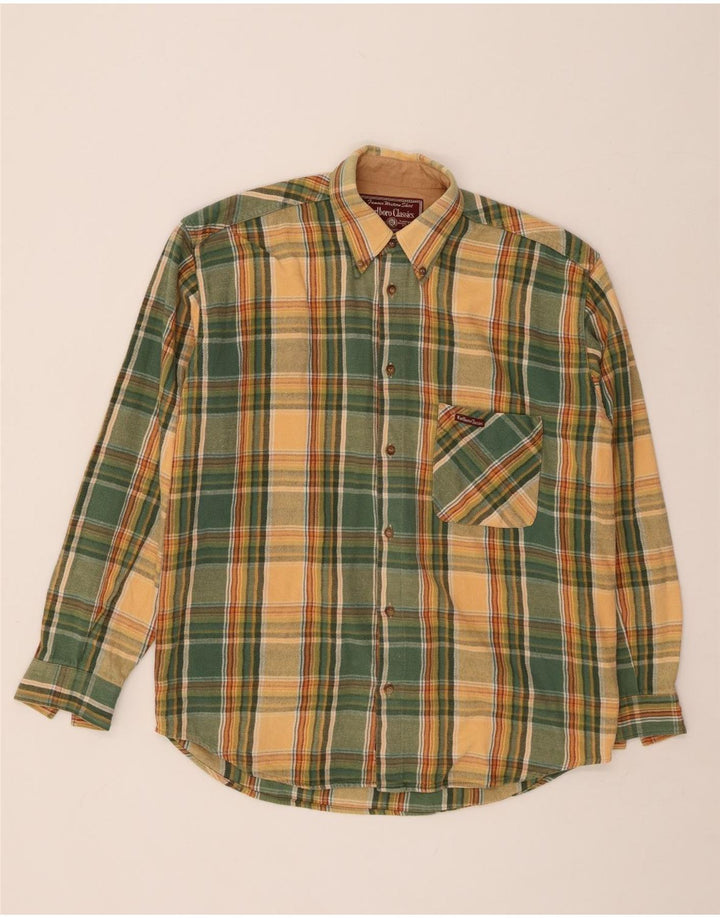 MARLBORO CLASSICS Camisa masculina de flanela xadrez verde médio
