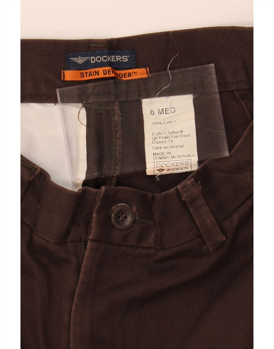 DOCKERS Womens Straight Chino Trousers US 6 Medium W28 L29 Brown Cotton Vintage Dockers and Second-Hand Dockers from Messina Hembry 