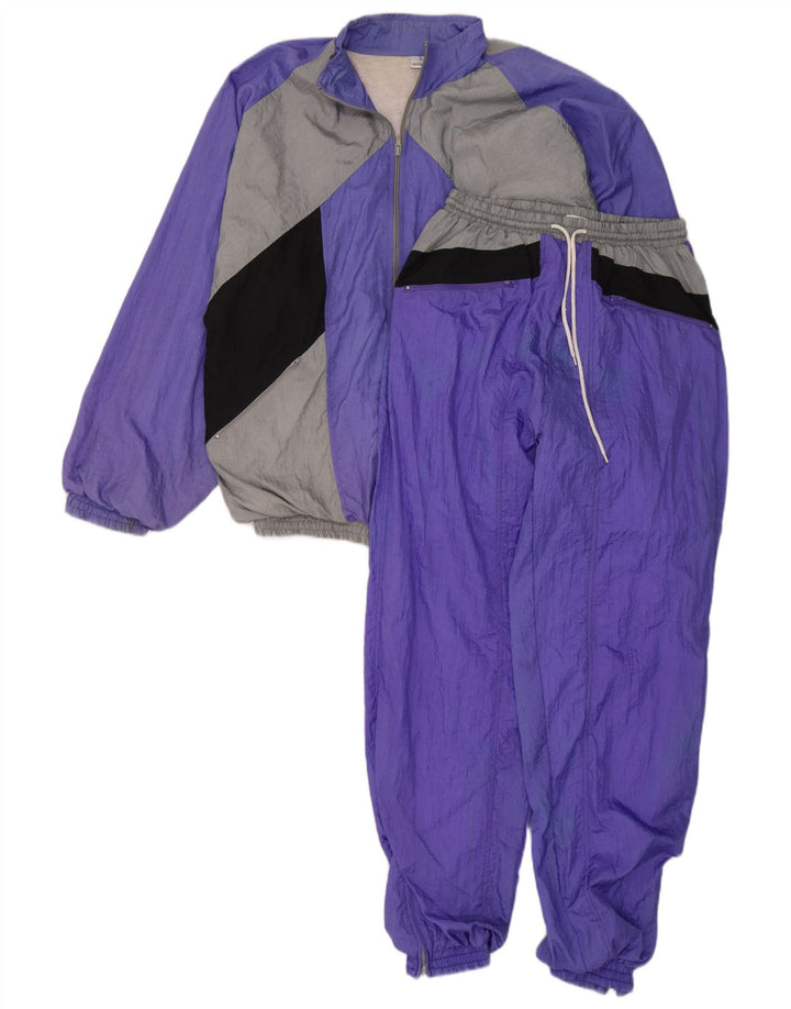 Fato de treino completo masculino vintage grande roxo colorblock poliamida