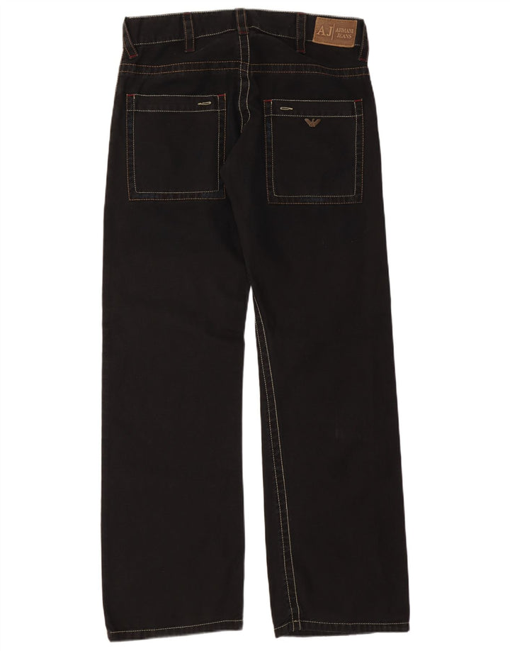 ARMANI Calça jeans feminina solta W33 L33 algodão preto