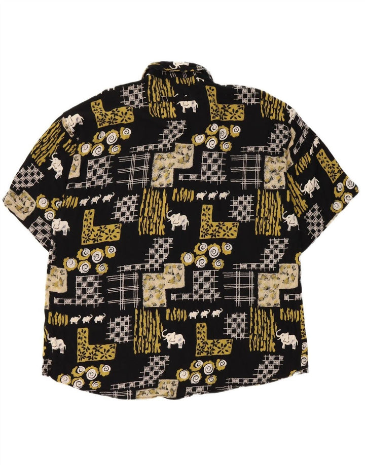 Camisa masculina de manga curta VINTAGE XL preta patchwork