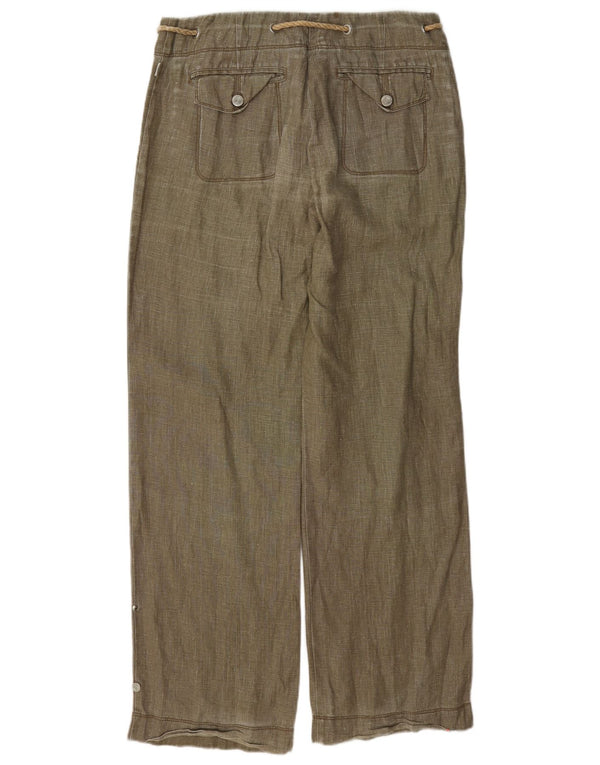 Cerruti 1881 Calça Feminina Solta Fit IT 42 Médio W30 L32 Linho Verde