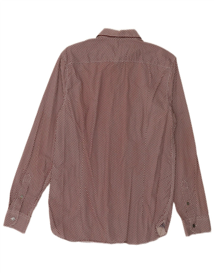 Camisa masculina TED BAKER tamanho 3 algodão geométrico médio Borgonha