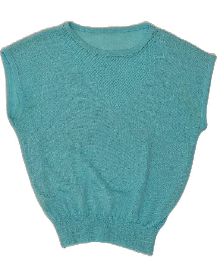 VINTAGE Womens Vest Tank Top UK 14 Large Turquoise Vintage Vintage and Second-Hand Vintage from Messina Hembry 