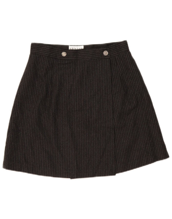 Saia feminina vintage IT 42 médio W26 listrada preta